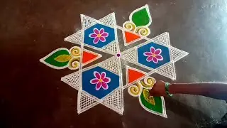 Aadi madham 7x4 dotsstarflower kolam/fridayrangoli/aadivellieasy rangoli/muggulu/gokulramya kolangal