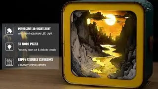 Welsky 3D Puzzle Nightlight-DIY LED Light 3D Cave Wooden Puzzle-Art Lamp and Craft Kits