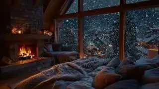 Cozy Winter Cabin Ambience with Soft Snowfall &ndash; Fireplace Sounds for Sleep