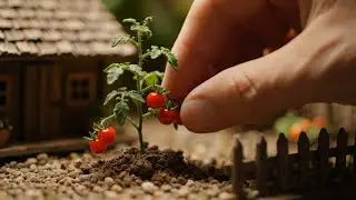 Miniature Tomato Plant ASMR | Tiny Rustic Garden Cooking & Relaxing Sounds