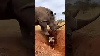 Rhino Digs Out Warthog For Lion Feast Amazing Wild Hunt #wildlife #nature #predators