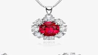 OEVAS 925 Sterling Silver High Carbon Diamond Ruby Gemstone Earring/Necklace/Ring Wedding Engagement