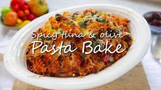 Spicy tuna olive pasta bake