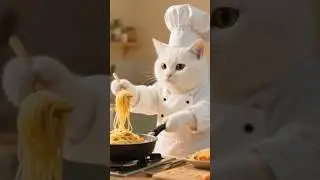 Cat cooking pasta in a kitchen #viral #shorts #trending #ai