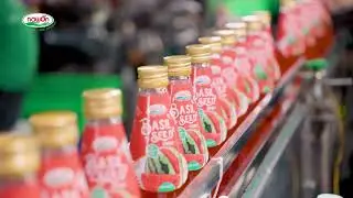 Basil juice drinks production process at Nawon juice factory in Vietnam