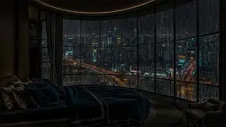 No Ads, Rainy Night in Luxury Chicago Apartment🌧️Distant Thunder for Deep Sleep & Peaceful Focus