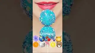 ASMR COLORFUL EMOJI FOOD ice kohakuto sprinkle honey jelly mukbang eating sounds