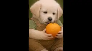 प्यारा पप्पी संतरा खाते हुए | Cute Puppy Eating Orange | Funny Dog Image