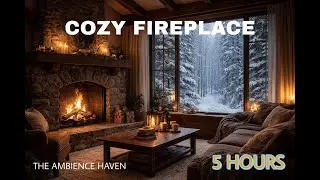 Cozy Fireplace with Gentle Wind and Snow ❄️🔥 | 5 Hours | Relax, Sleep, Study
