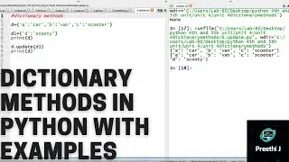 22. #Dictionary methods in Python with examples-#dictionarymethods