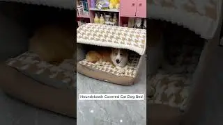 Elegant Pet Comfort: Houndstooth Covered Bed for Cats & Dogs  #cat #catlover #dogbed #pets