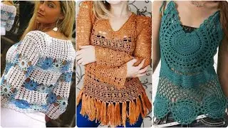 Gorgeous ❤️ colour full crochet handknit work stylish tops shirts pattern dresses designs