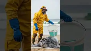 Park Ranger Rescues Turtle From Deadly Squid Infestation! #rescue #animals #wildlife #shortsaia