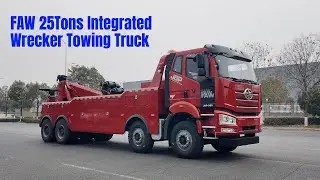 FAW 8x4 Heavy Duty 25Tons Integrated Wrecker Towing Truck for Road Recovery