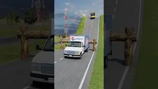 Buses & Dumper Truck vs Log Trap - BeamNG.Drive #shorts #beamngdrive #bus