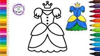 Cute Princess Dress With A Crown Easy Simple Drawing And Coloring #princess #rainingcolors