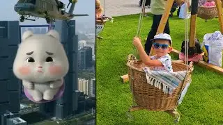 Tik Tok Green Rabbit Cute | Super Fat Rabbit Riding Swing | Si Embul Lucu Naik Ayunan