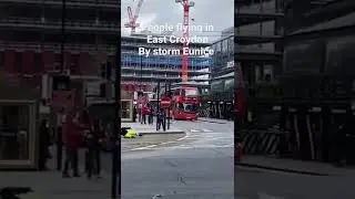 People flying in storm Eunice East croydon