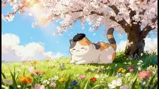 🌸 Lo-fi Hip-Hop | Calico Cat Cherry Blossom Chill Beats
