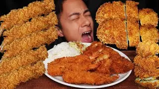 Ultimate MUKBANG Feast: Tonkatsu Pork Chop, Chicken, Shrimp, Cutlets, Rice, and Salad! Eating Sounds