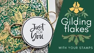 Use Gilding Flakes with Large Background Stamps | William Morris | Indigoblu #cards #papercraft