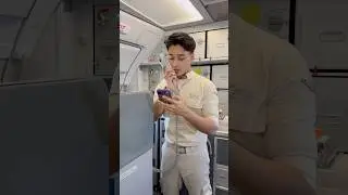 The Handsome Super Air Jet Flight Attendant Is Making an Announcement on the Plane 💪😁😁