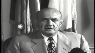 US Secretary of Defense Louis Johnson makes a speech on Labor Day at the Pentagon...HD Stock Footage