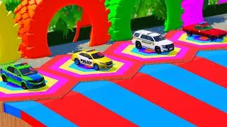 TRANSPORTING POLICE CARS, FORD, FIRE TRUCK, COLORFUL CARS WITH TRUCK  FARMING SIMULATOR 22!#165