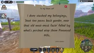 I done stashed my belongings, 'bout ten paces back yonder, near that old west-most facin' felled log