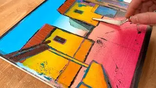 Painting a Pink Street / Acrylic Painting / Drawing House