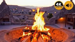 Magical Day in Cappadocia 4K Fire at Cave Hotel Terrace (No Music) | Ancient Ambience