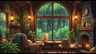 Soothing Cabin Fireplace Sounds 🔥🏡 | Cozy Lofi Night Ambience
