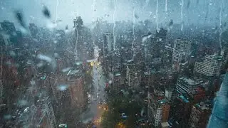 4K | Rain on Glass Window with Gentle Thunder – Fall Asleep Instantly
