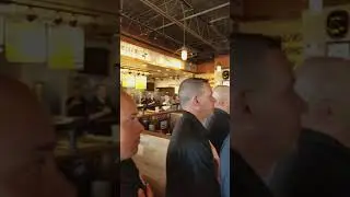 American pride! No sitting down in this restaurant! National anthem pride!