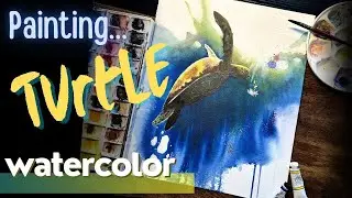 Art Process Watercolor Painting: Turtle's Flower Discovery