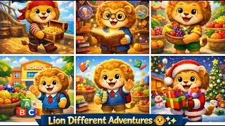 Lion Different Travel Adventures | Fun Animal Nursery Rhymes for Kids | Learning Adventure Songs