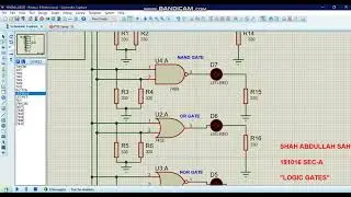 LOGIC GATES COMBINEDLY MADE AND SIMULATED (ON PROTEUS SOFTWARE - DLD LAB 01)