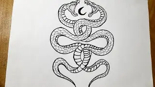 How to draw snake tattoo || Easy tattoo drawing
