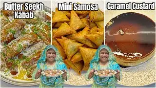 Ramzan Iftari | Aslam Ka Butter Chicken Seekh Kabab | Street Style Mini Samosa | Caramel Custard