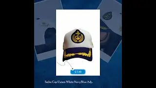 $7.49| Sailor Cap Unisex White Navy Blue Adjustable Sailor Captain Hat with Rudder An...