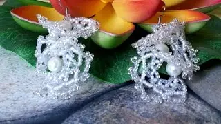 PEARL EARRINGS/Beaded earrings/Diy earrings/Серьги из бисера/Серьги огалала/Ажурные серьги