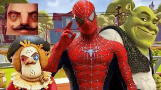 Hello Neighbor - New Secret Neighbor Shrek Scarecrow Black Panther Spider-Man History Part 1172