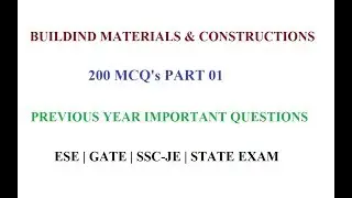 Building Materials & Constructions | BMC Previous year questions PART 01 | ESE GATE SSC-JE