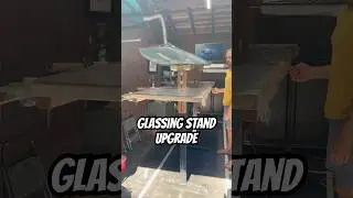How I upgraded my glassing stand using a sit-stand desk.  #diy #tutorial #howto #surf #surfboard