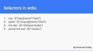 7 - Selectors in WebdriverIO wdio -  xpath, css, links