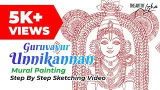 GURUVAYUR UNNIKANNAN | Step by Step Sketching Method | Ekadashi special | Mural Painting Tutorial