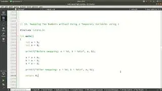 14  Swapping Two Numbers without Using a Temporary Variable: using c