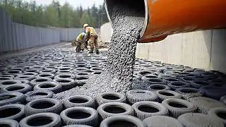 Worker With Construction Technique Unbelievable - Modern Smart Construction Technology At High Level