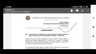 Cut-off date for conversion from Earlier Scheme to Revised Scheme to appear in May/June 2021 Exams.