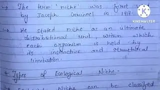 ECOLOGICAL NICHE CONCEPT #ecologynotes #zoologynotes #biology #bsc1styearzoology #bsczoology